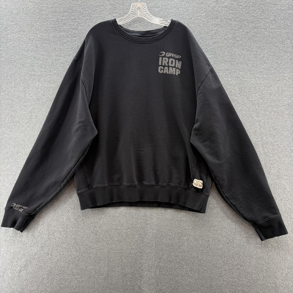 GASP Industries Sweatshirt Men 3XL Black Iron Camp Graphic Gym Training Pullover